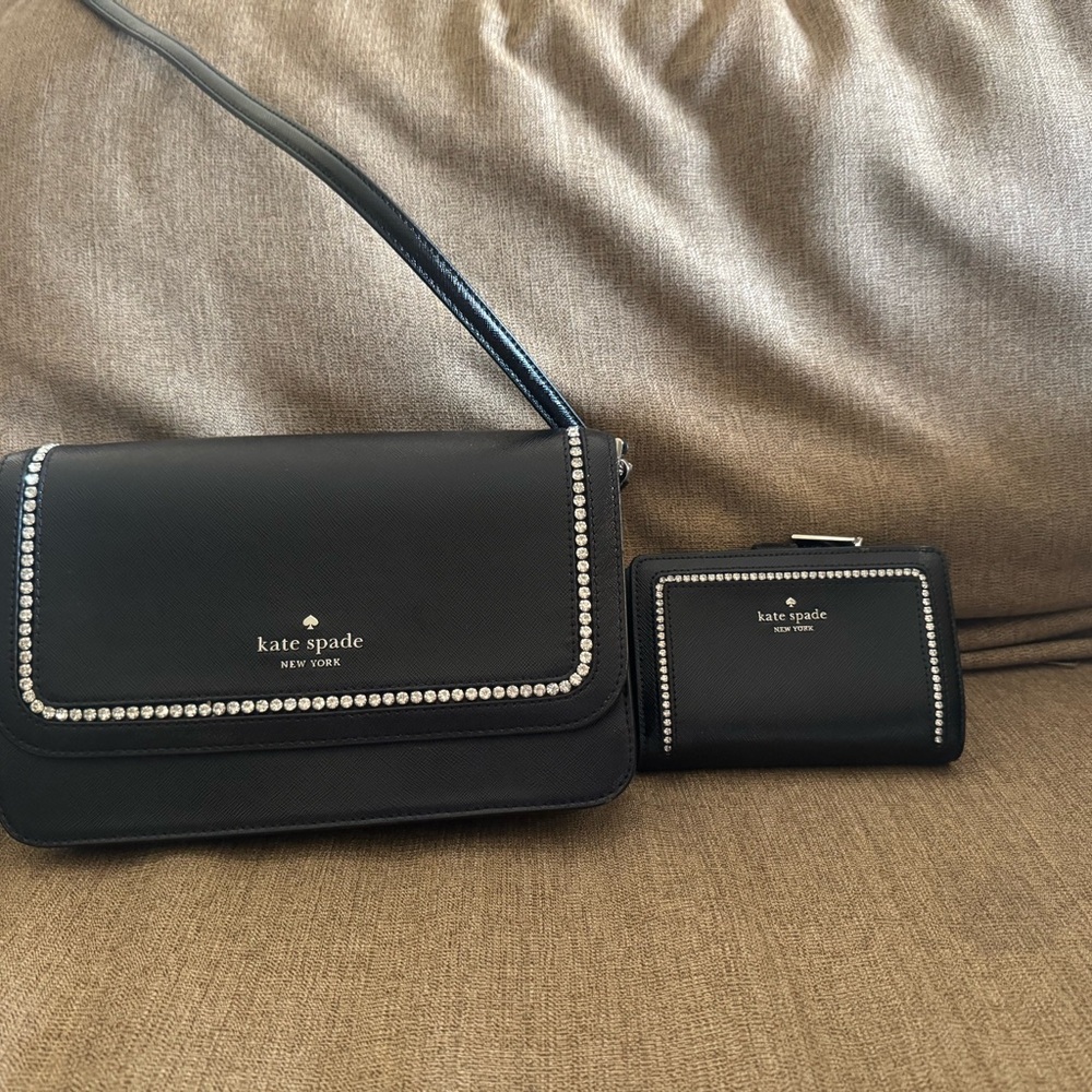 Kate Spade Black Crossbody Bag and Wallet Set